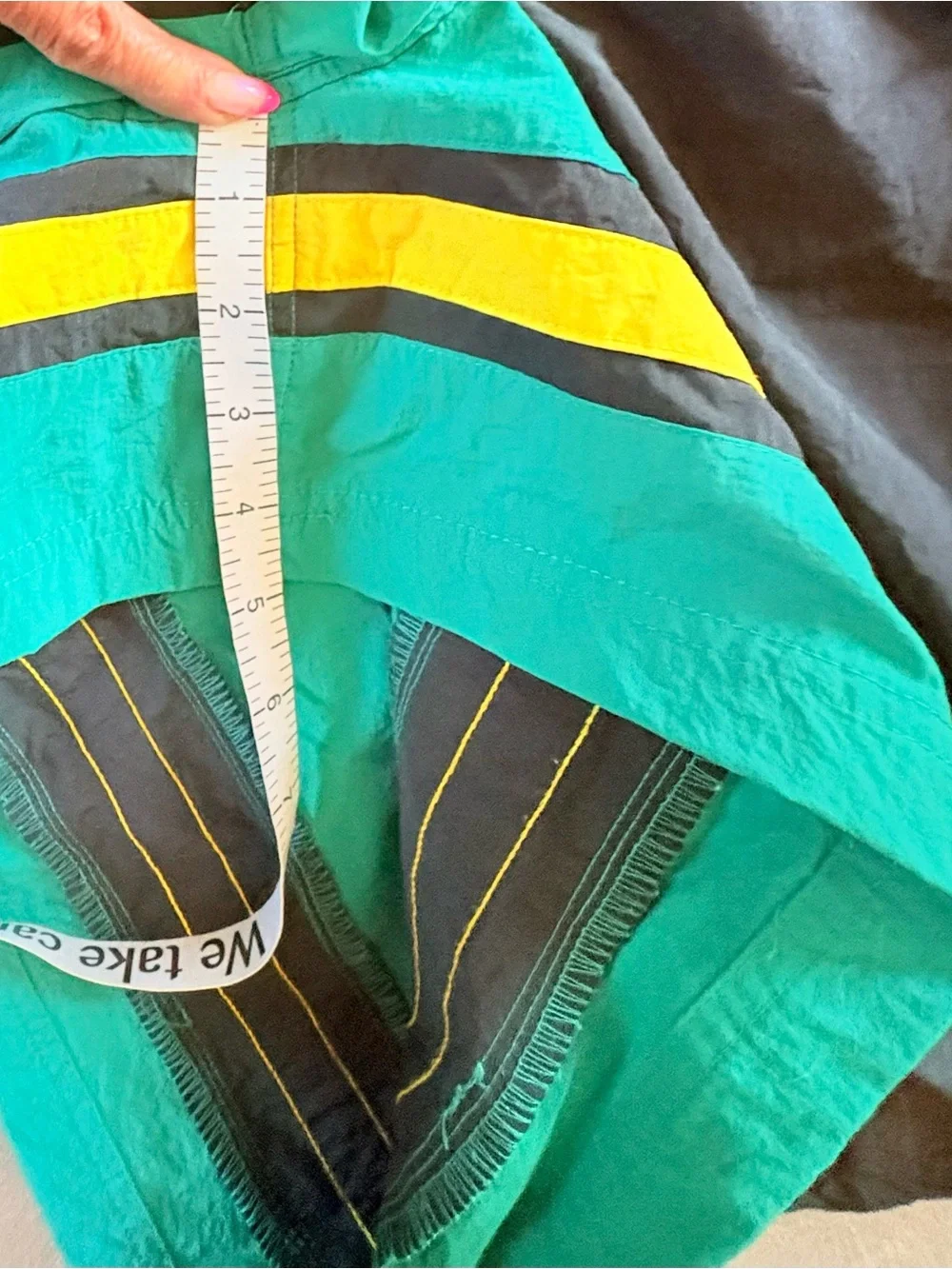 HB vintage-style Pierre Cardin color block swim shorts chevron stripe design. 2X